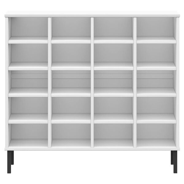 vidaXL Παπουτσοθήκη OSLO Λευκή 95x35x86 εκ. Μασίφ Ξύλο με Μετ. Πόδια