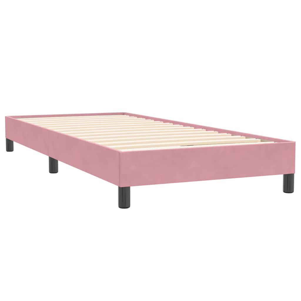 vidaXL Box Spring κρεβάτι με στρώμα ροζ 100x220 cm Βελούδινο