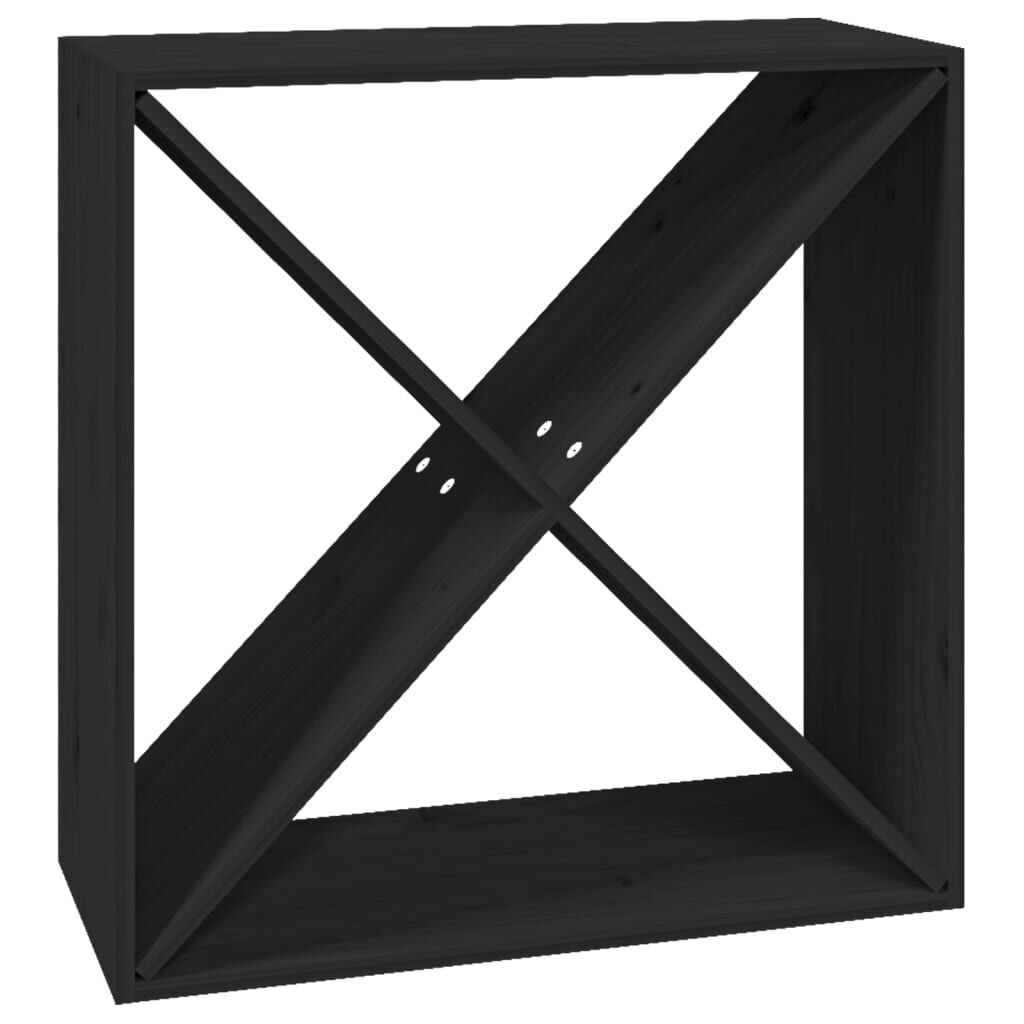 vidaXL Κάβα Κρασιών Μαύρη 62 x 25 x 62 εκ. από Μασίφ Ξύλο Πεύκου