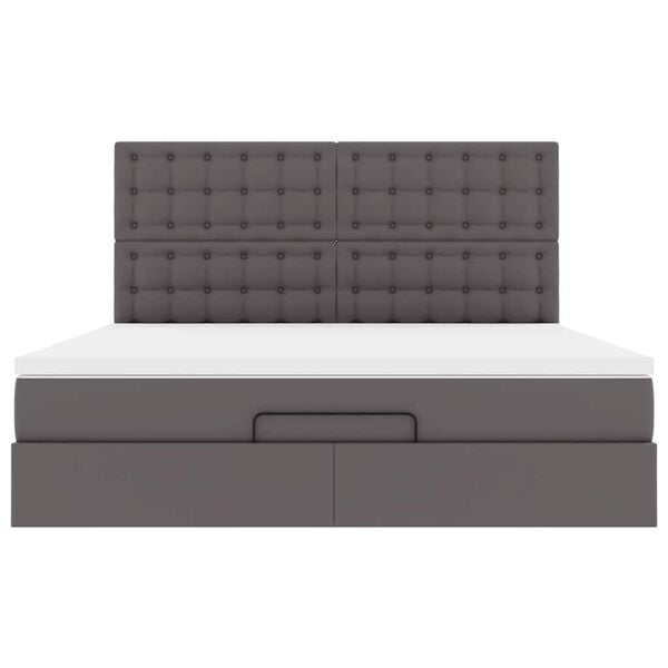 vidaXL Οθωμανικό κρεβάτι με στρώμα Γκρι 160x200cm Faux Leather