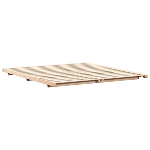 vidaXL Κρεβάτι δαπέδου Καφέ 180 x 220 εκ. Μασίφ ξύλο πεύκου