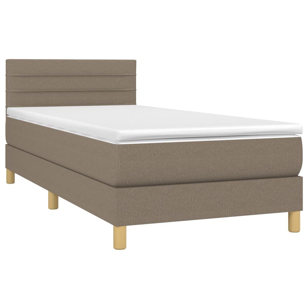 vidaXL Κρεβάτι Boxspring με Στρώμα Taupe 80x200 εκ. Υφασμάτινο