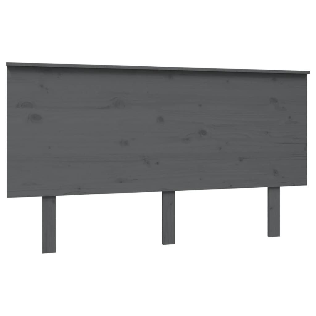 vidaXL Κεφαλάρι Κρεβατιού Γκρι 144x6x82,5 εκ. από Μασίφ Ξύλο Πεύκου