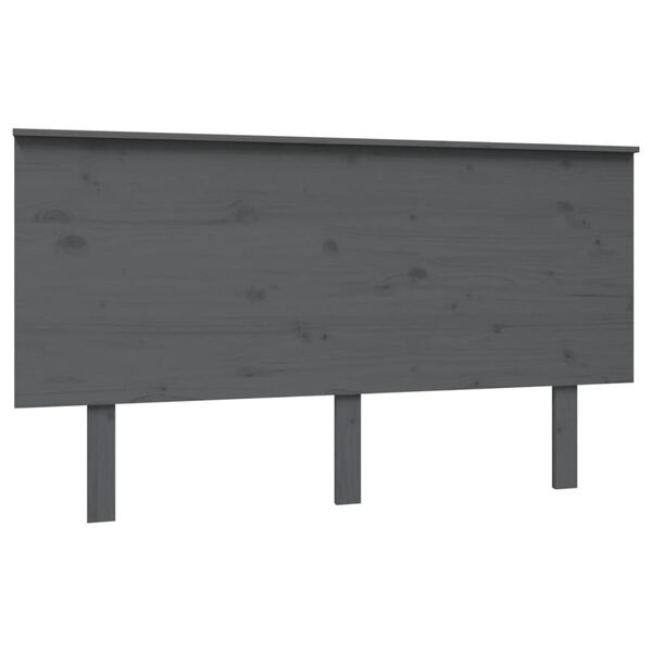vidaXL Κεφαλάρι Κρεβατιού Γκρι 144x6x82,5 εκ. από Μασίφ Ξύλο Πεύκου