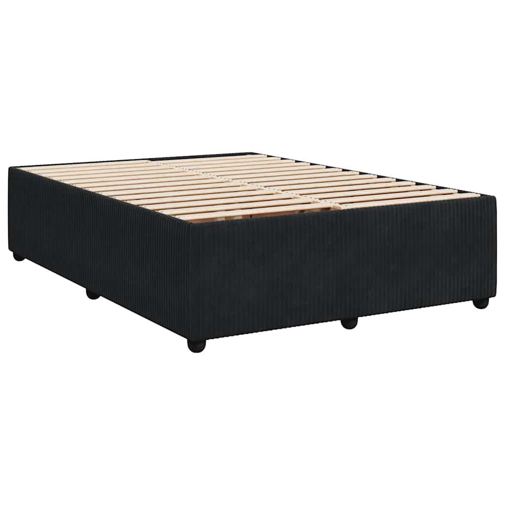 vidaXL Κρεβάτι Boxspring με Στρώμα Μαύρο 140x190 εκ. Βελούδινο
