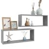 vidaXL Ράφια Κύβοι Τοίχου 2 τεμ. Γκρι Σκυρ. 60x15x23εκ. από Επεξ. Ξύλο