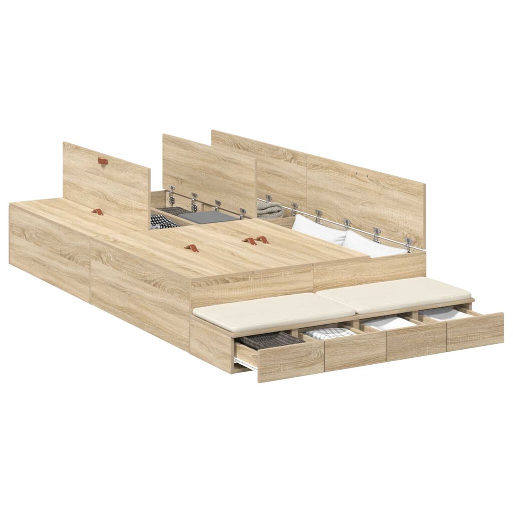 vidaXL Κρεβάτι Αποθήκευσης Sonoma Oak 120x200 εκ