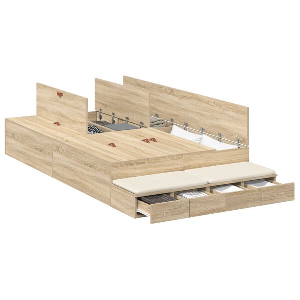 vidaXL Κρεβάτι Αποθήκευσης Sonoma Oak 120x200 εκ
