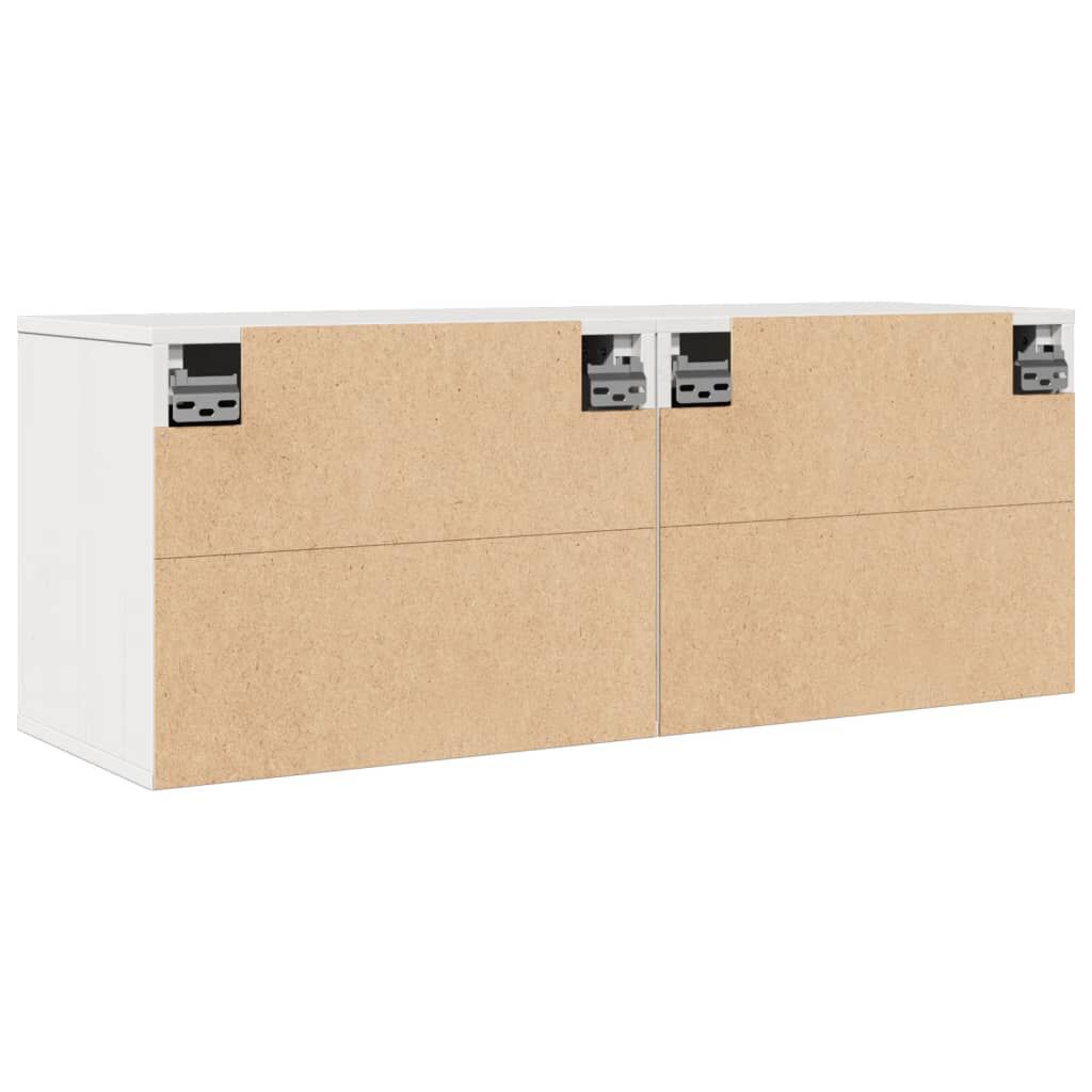 vidaXL Ντουλάπια Τοίχου 2 τεμ. Λευκά 45x30x35 εκ από Μασίφ Ξύλο Πεύκου