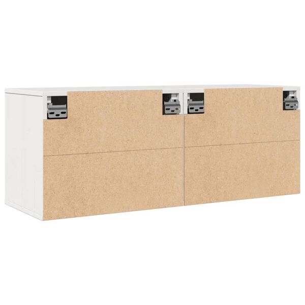 vidaXL Ντουλάπια Τοίχου 2 τεμ. Λευκά 45x30x35 εκ από Μασίφ Ξύλο Πεύκου