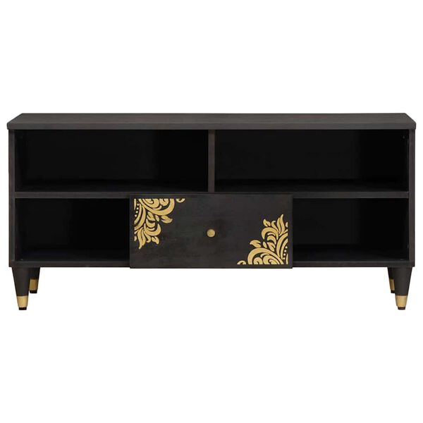 vidaXL Ντουλάπι TV με ράφι Μαύρο 100 x 33 x 46 εκ Στερεό ξύλο μάνγκο