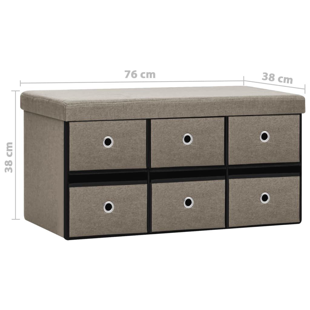 vidaXL Πάγκος Αποθήκευσης Πτυσσόμενος Taupe 76x38x38 εκ Συνθετικό Λινό