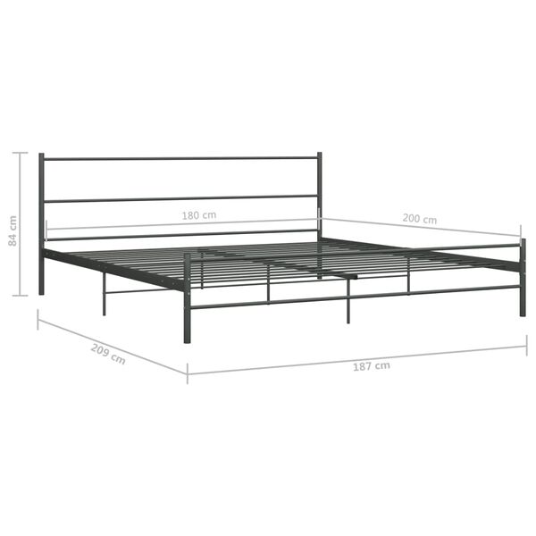 vidaXL Πλαίσιο Κρεβατιού Γκρι 180 x 200 εκ. Μεταλλικό