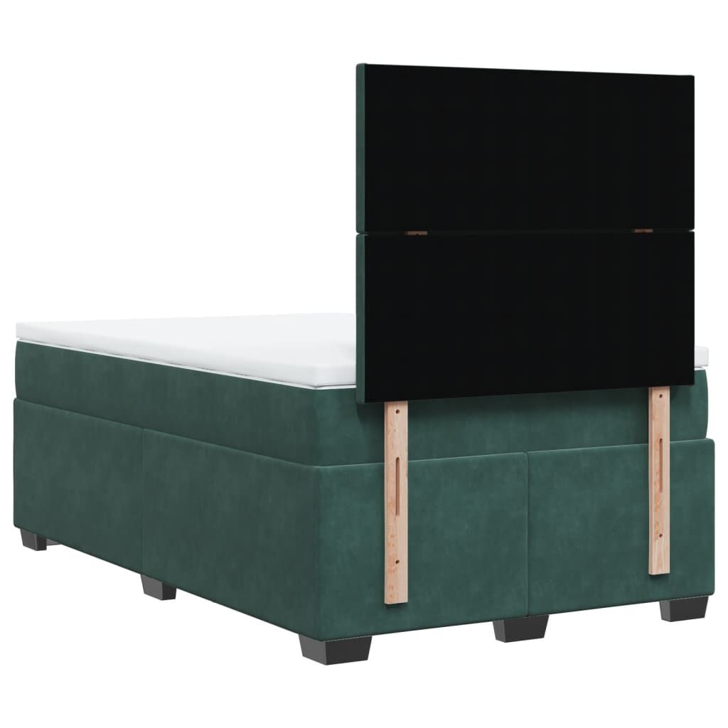 vidaXL Κρεβάτι Boxspring με Στρώμα Σκούρο Πράσινο 120x190εκ. Βελούδινο