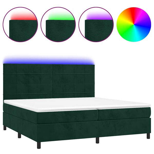 vidaXL &Kappa;&rho;&epsilon;&beta;ά&tau;&iota; Boxspring &mu;&epsilon; &Sigma;&tau;&rho;ώ&mu;&alpha; & LED &Sigma;&kappa;. &Pi;&rho;ά&sigma;&iota;&nu;&omicron; 200x200&epsilon;&kappa; &Beta;&epsilon;&lambda;&omicron;ύ&delta;&omicron;