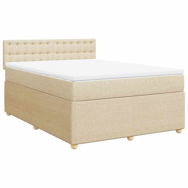 vidaXL &Kappa;&rho;&epsilon;&beta;ά&tau;&iota; Boxspring &mu;&epsilon; &Sigma;&tau;&rho;ώ&mu;&alpha; &Kappa;&rho;&epsilon;&mu; 140x190 &epsilon;&kappa;. &Upsilon;&phi;&alpha;&sigma;&mu;ά&tau;&iota;&nu;&omicron;