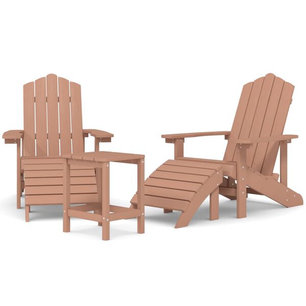 vidaXL Καρέκλες Κήπου Adirondack με Υποπόδιο & Τραπεζάκι Καφέ από HDPE