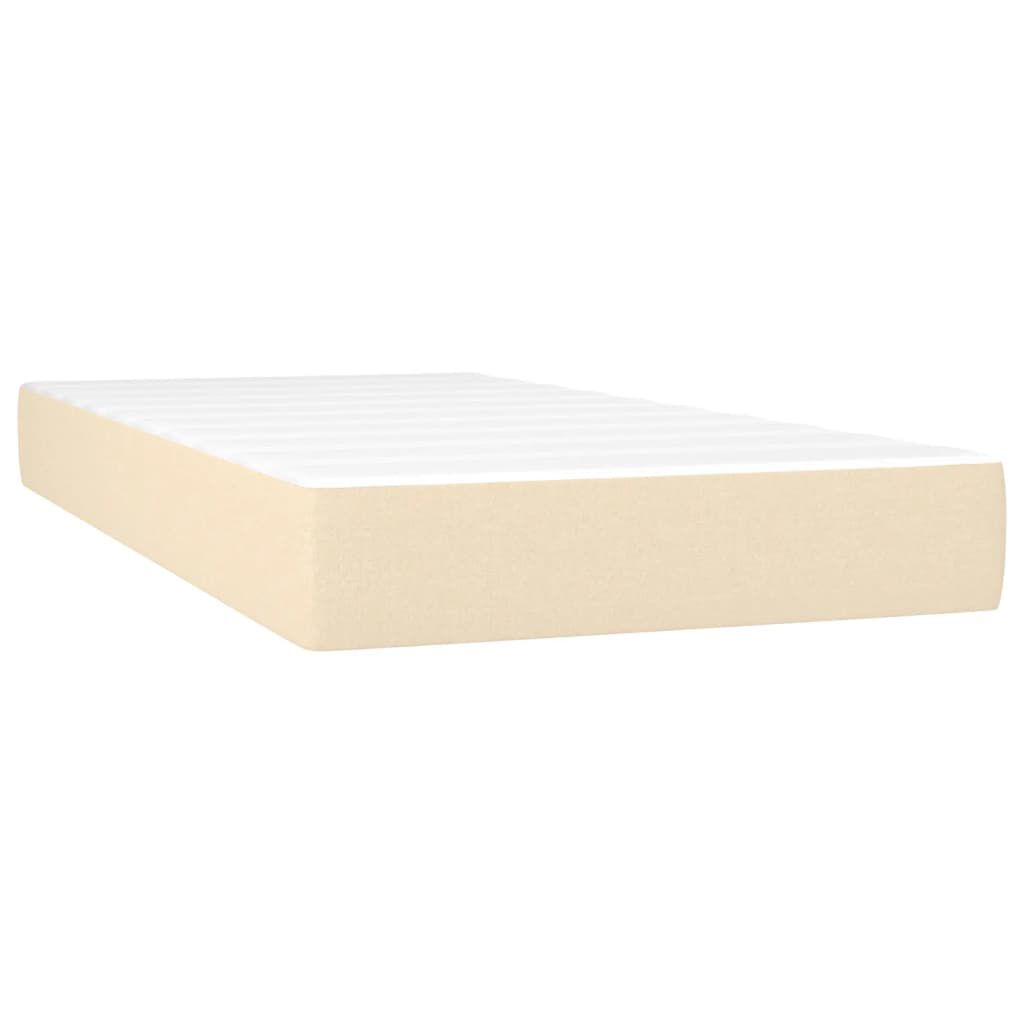 vidaXL Κρεβάτι Boxspring με Στρώμα & LED Κρεμ 90x190 εκ. Υφασμάτινο