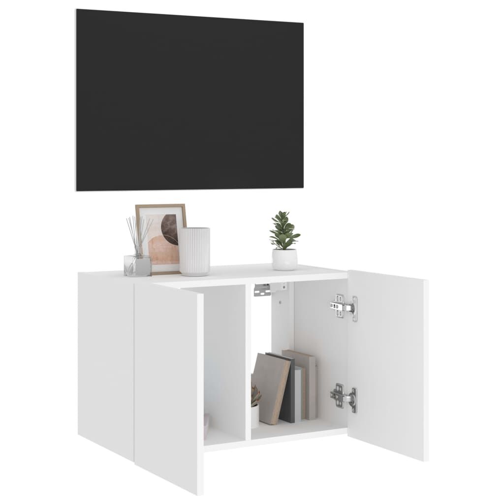 vidaXL Έπιπλο Τοίχου Τηλεόρασης με LED Λευκό 60x35x41 εκ.