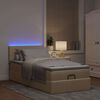 vidaXL Οθωμανικό κρεβάτι με στρώμα & LEDs Cream 80x200cm ύφασμα