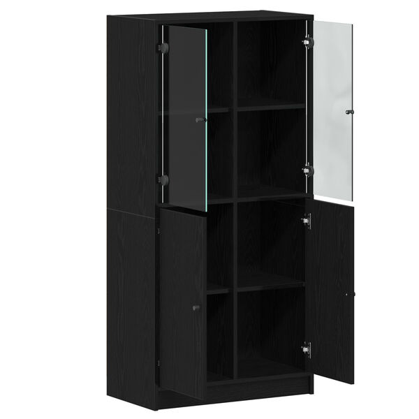 vidaXL Υψηλό ντουλάπι με πόρτες Μαύρη Δρυς 68x37x142 εκ Επεξεργασμένο ξύλο
