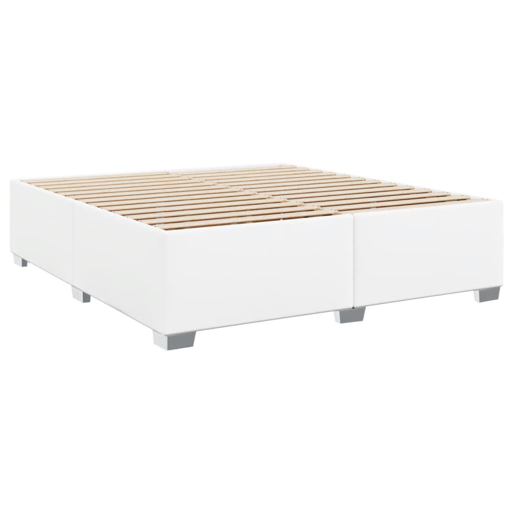 vidaXL Κρεβάτι Boxspring με Στρώμα Λευκό 200x200 εκ. Συνθετικό Δέρμα