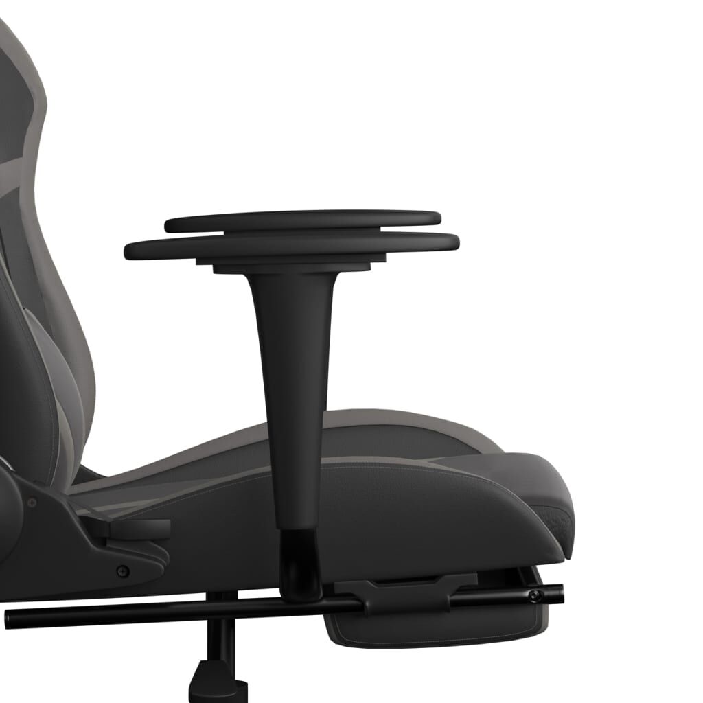 vidaXL Καρέκλα Gaming Μασάζ Υποπόδιο Μαύρο/Γκρι από Συνθετικό Δέρμα
