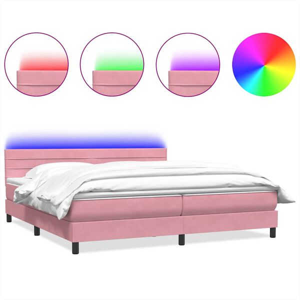 vidaXL &Kappa;&rho;&epsilon;&beta;ά&tau;&iota; Boxspring &mu;&epsilon; &Sigma;&tau;&rho;ώ&mu;&alpha; & LED &Rho;&omicron;&zeta; 180x210 &epsilon;&kappa;. &Beta;&epsilon;&lambda;&omicron;ύ&delta;&iota;&nu;&omicron;