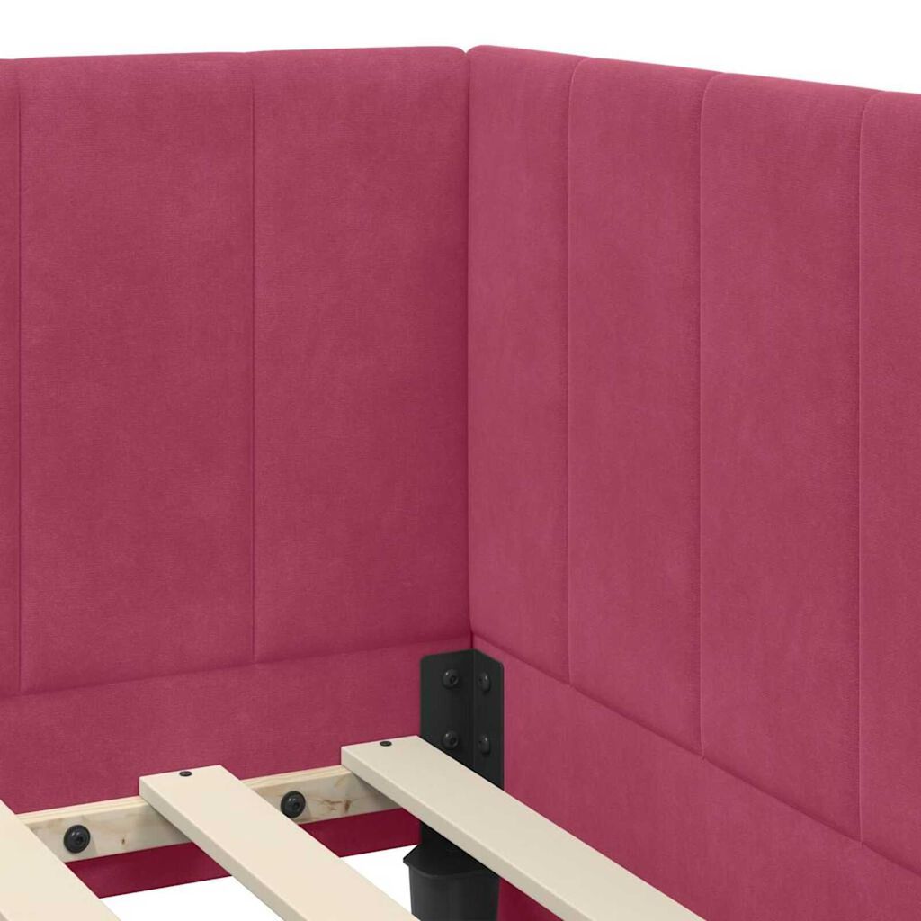 vidaXL Κρεβάτι Γωνίας με κεφαλάρι Μπορντό 90 x 190 cm Βελούδο