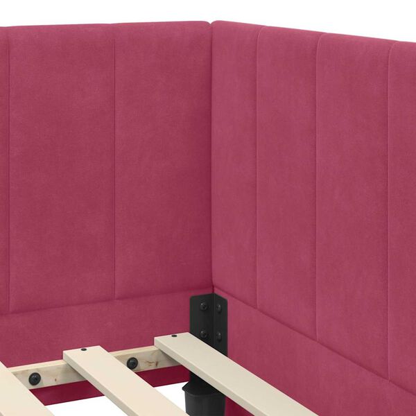 vidaXL Κρεβάτι Γωνίας με κεφαλάρι Μπορντό 90 x 190 cm Βελούδο