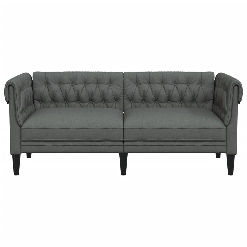 vidaXL Καναπές Διθέσιος Chesterfield Σκούρο Γκρι Υφασμάτινος