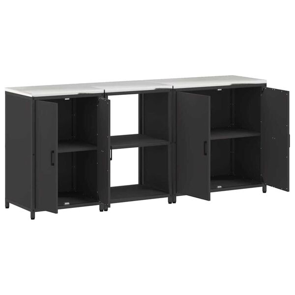 vidaXL Σετ Αποθήκευσης Κουζίνας με ράφι 3 pcs Μαύρο 210 x 50 x 92 εκ