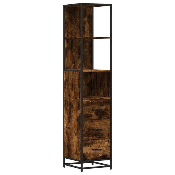 vidaXL Ντουλάπι μπάνιου καπνιστή βελανιδιά 35x37,5x166 cm