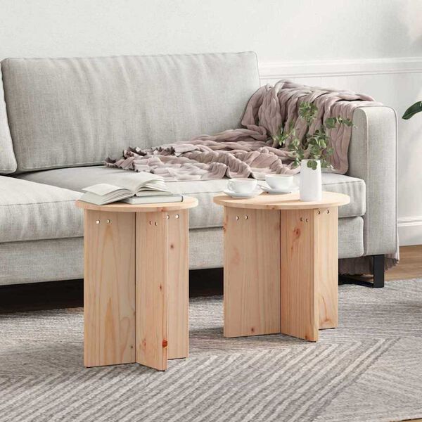 vidaXL Τραπεζάκι σαλονιού 2 pcs Φυσικό 41.5 x 41.5 x 41 εκ