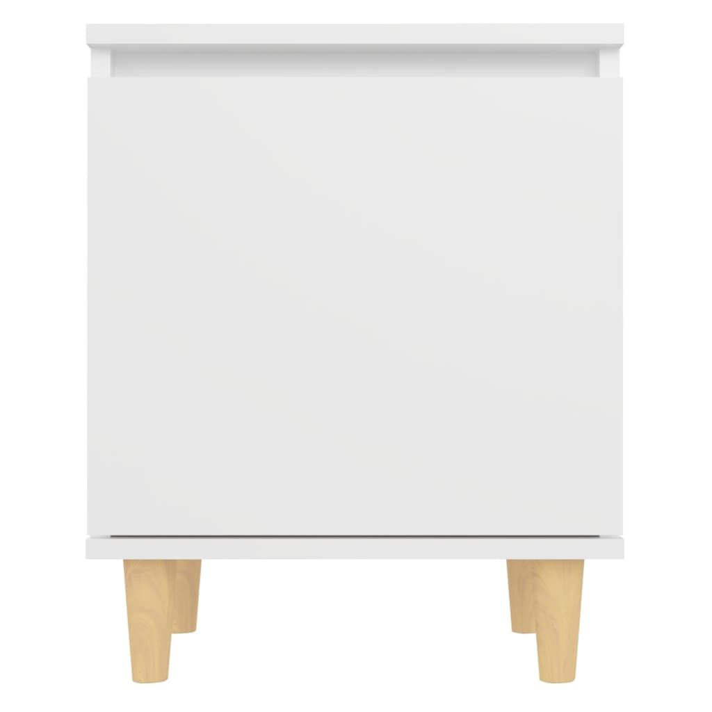 vidaXL Κομοδίνα 2 τεμ. Λευκά 40 x 30 x 50 εκ. Μασίφ με Ξύλινα Πόδια