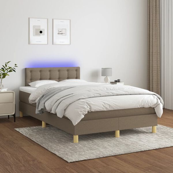 vidaXL &Kappa;&rho;&epsilon;&beta;ά&tau;&iota; Boxspring &mu;&epsilon; &Sigma;&tau;&rho;ώ&mu;&alpha; & LED Taupe 120x200 &epsilon;&kappa;. &Upsilon;&phi;&alpha;&sigma;&mu;ά&tau;&iota;&nu;&omicron;