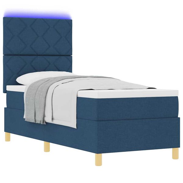vidaXL Κρεβάτι με ελατήρια με στρώμα Μπλε 80 x 200 cm ύφασμα