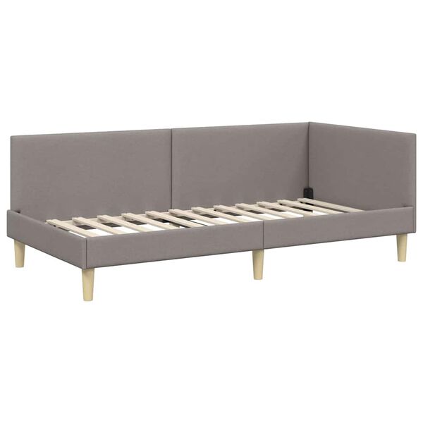 vidaXL Κρεβάτι Γωνίας Άλλο Taupe 100 x 200 cm Ύφασμα και Έργο ξύλου