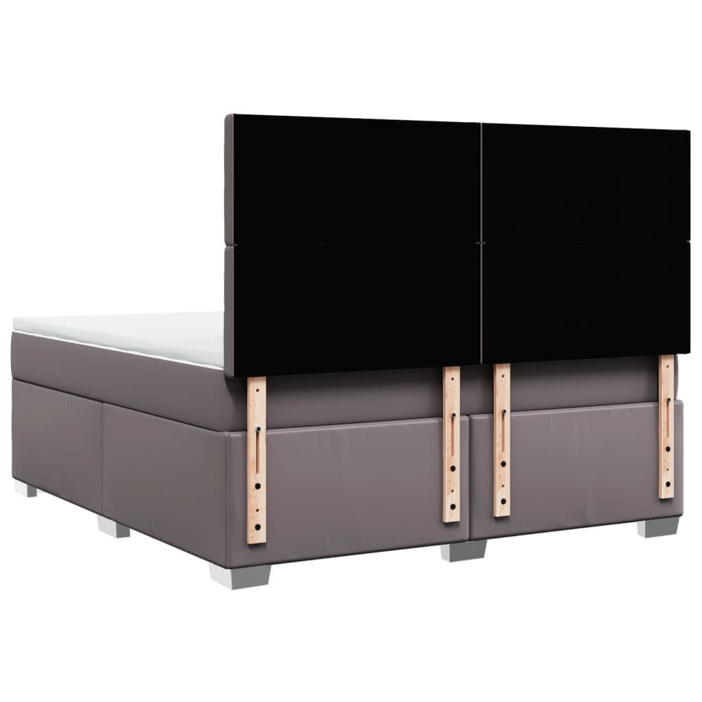 vidaXL Κρεβάτι Boxspring με Στρώμα Γκρι 180x200 εκ. Συνθετικό Δέρμα