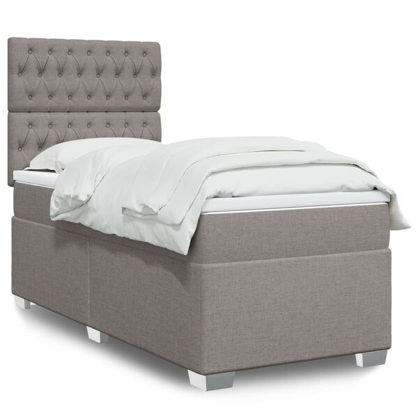 vidaXL &Kappa;&rho;&epsilon;&beta;ά&tau;&iota; Boxspring &mu;&epsilon; &Sigma;&tau;&rho;ώ&mu;&alpha; Taupe 90x200 &epsilon;&kappa;. &Upsilon;&phi;&alpha;&sigma;&mu;ά&tau;&iota;&nu;&omicron;
