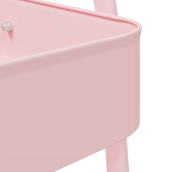vidaXL Τρόλεϊ αποθήκευσης 3 επιπέδων ροζ 42x41,5x77 cm Ατσάλι