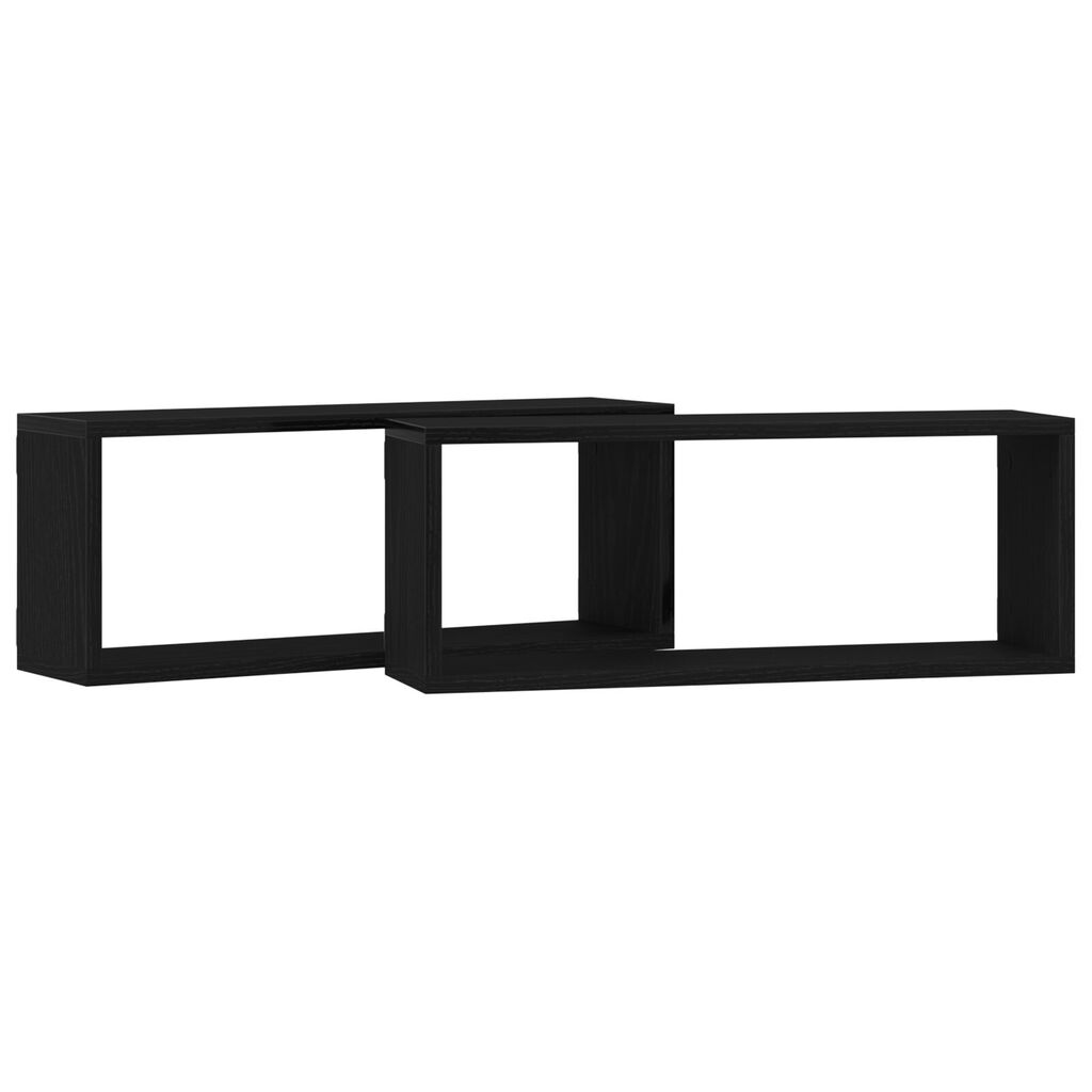 vidaXL Ράφια 2 Πακέτο Μαύρη Δρυς 60x15x23 εκ Κατασκευασμένα από Μηχανική Ξυλεία