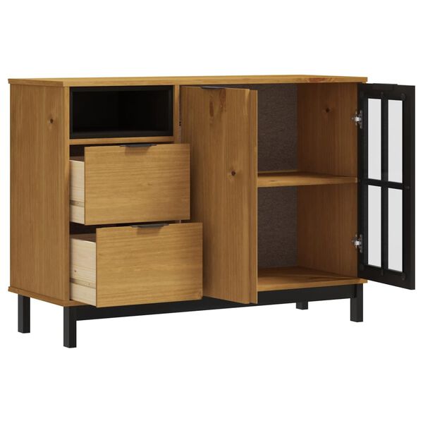 vidaXL Μπουφές FLAM 110x40x80εκ. από Μασίφ Ξύλο Πεύκο με Γυάλινη Πόρτα