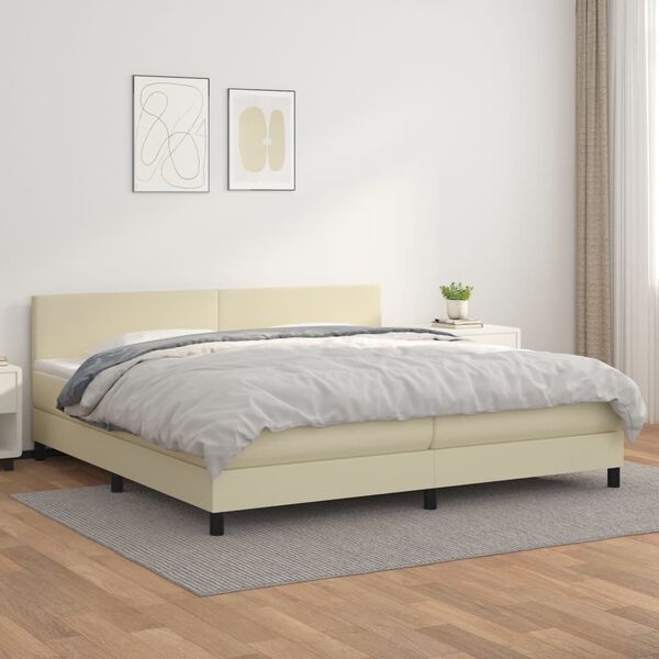 vidaXL &Kappa;&rho;&epsilon;&beta;ά&tau;&iota; Boxspring &mu;&epsilon; &Sigma;&tau;&rho;ώ&mu;&alpha; &Kappa;&rho;&epsilon;&mu; 200x200 &epsilon;&kappa;. &Sigma;&upsilon;&nu;&theta;&epsilon;&tau;&iota;&kappa;ό &Delta;έ&rho;&mu;&alpha;