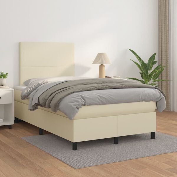 vidaXL &Kappa;&rho;&epsilon;&beta;ά&tau;&iota; Boxspring &mu;&epsilon; &Sigma;&tau;&rho;ώ&mu;&alpha; &Kappa;&rho;&epsilon;&mu; 120x200&epsilon;&kappa;. &alpha;&pi;ό &Sigma;&upsilon;&nu;&theta;&epsilon;&tau;&iota;&kappa;ό &Delta;έ&rho;&mu;&alpha;