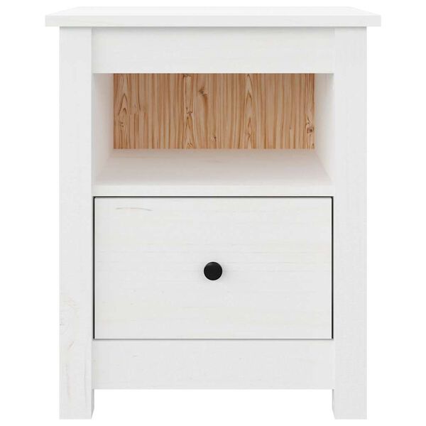 vidaXL Κομοδίνο Λευκό 40 x 35 x 49 εκ. από Μασίφ Ξύλο Πεύκου