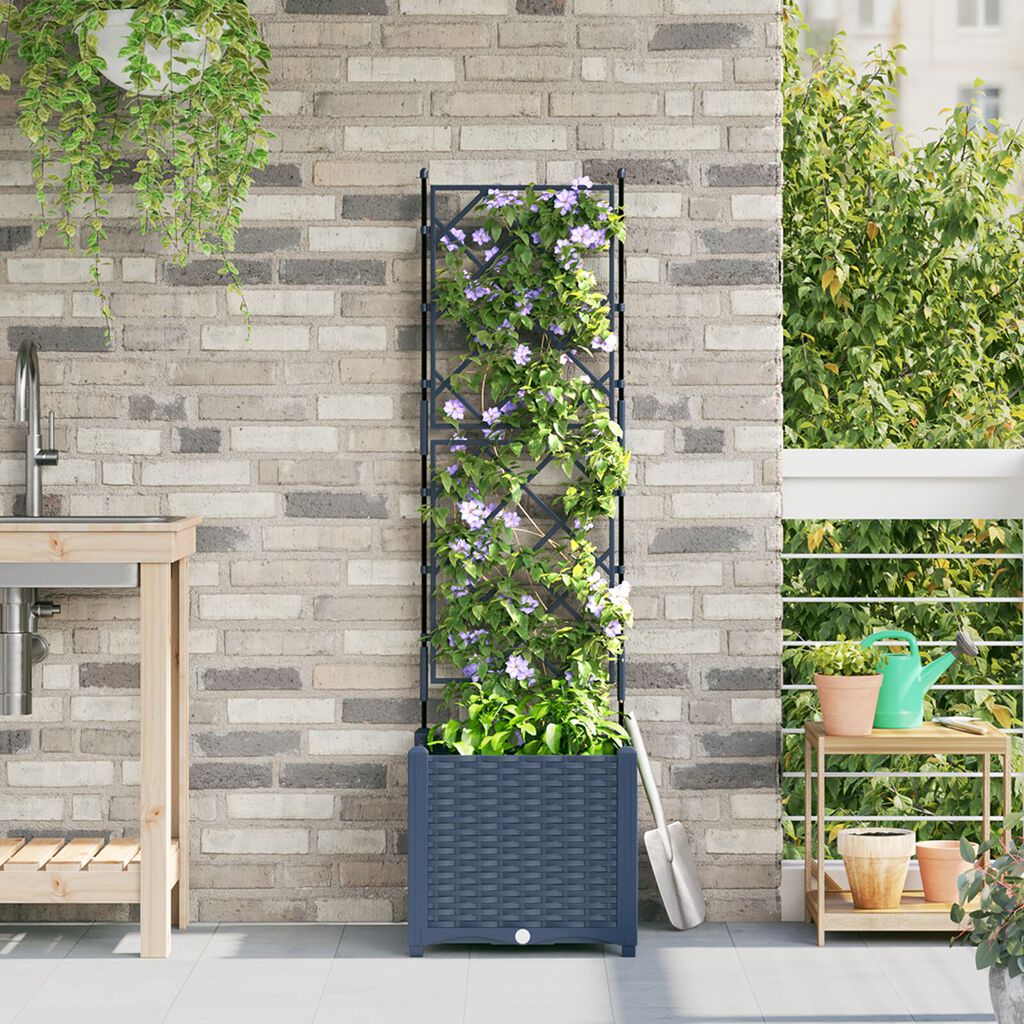 vidaXL Γλάστρα Κήπου με Πλέγμα Γκρι 40x40x143 εκ