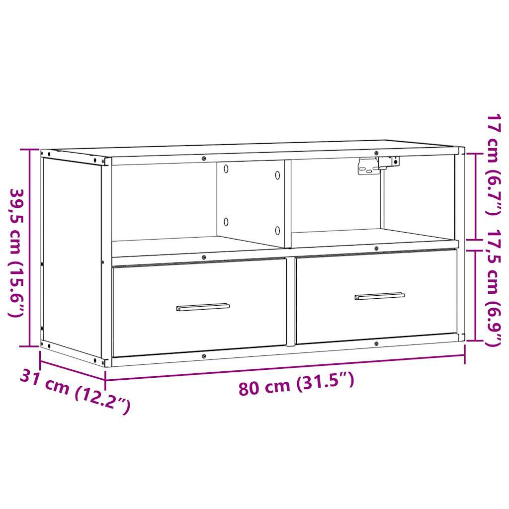vidaXL Έπιπλο Τηλεόρασης Καπνιστή Δρυς 80x31x39,5 εκ Επεξ.Ξύλο/Μέταλλο