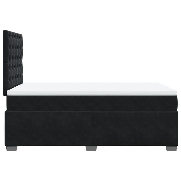 vidaXL Κρεβάτι Boxspring με Στρώμα Μαύρο 120x190 εκ. Βελούδινο