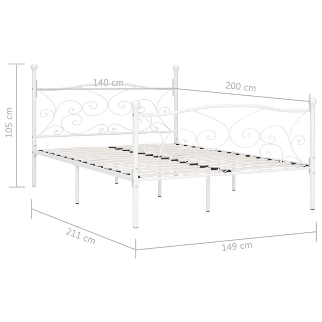 vidaXL Πλαίσιο Κρεβατιού με Τελάρο Λευκό 140 x 200 εκ. Μεταλλικό